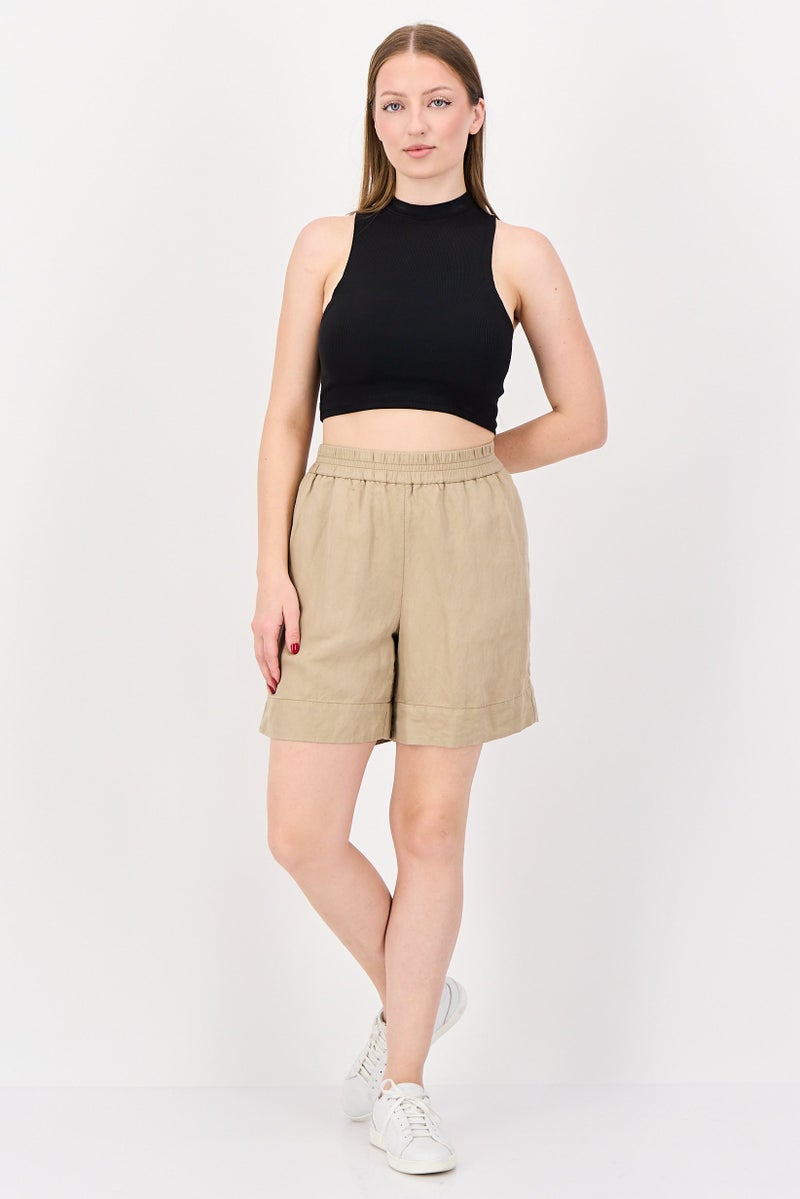 GANT Women Solid Basic Shorts, Dark Beige - Image 4